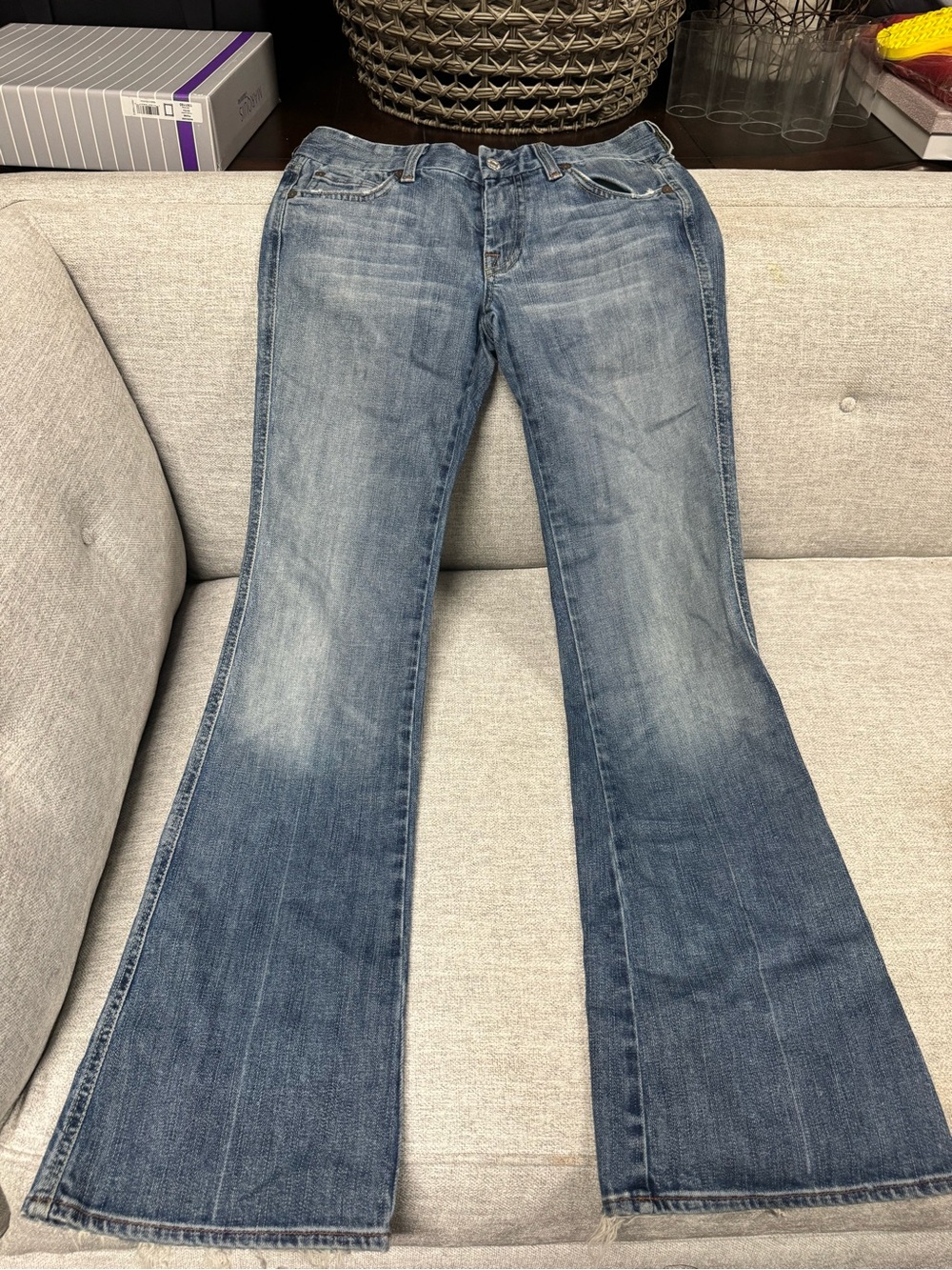 7 For All Mankind Faded Blue Flare Jeans